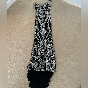 Black with silver sequins maxi prom dress, Medium
